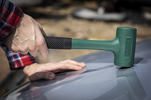 SATA 2 1/4"(55mm) Dead Blow Hammer, 37 oz.(1050g) Head Weight and 13 3/4"(350mm) Length, with a Soft Green Impact-Absorbing Rubber Head - ST92903SC