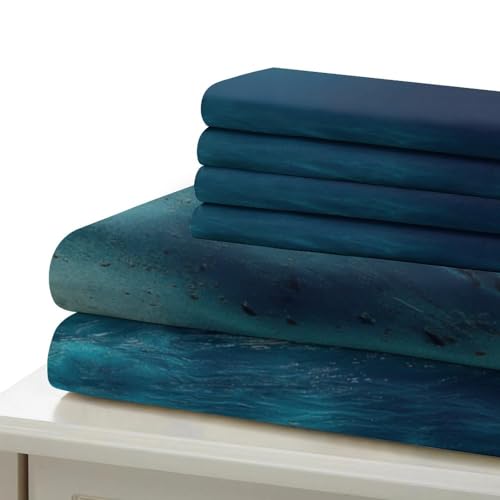 Parure de lit océan microfibre 140x200cm housse de couette ado marine - 7