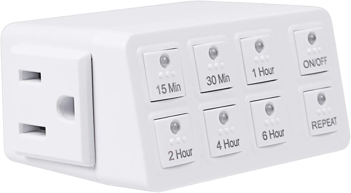 BN-LINK Indoor Countdown Timer with Repeat Function, Heavy Duty Accurate Compact Size for Charger Vacation Security, 3-Prong Grounded Outlet, 15A/1875W ยฝ HP ETL Listed