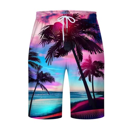 Men's Hawaiian Swim Shorts Big & Tall Beach Swim Trunks Summer Cool Quick Dry Boho Print Surf Board Shorts3