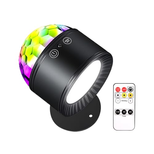 Lampada da parete da discoteca, con telecomando, luci da discoteca attivate dal suono, applique da parete a sfera da discoteca, telecomando, lampada da parete a doppia testa, senza fili