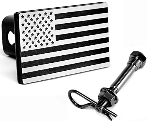 Mull Usa American Flag Aluminum Trailer Hitch Cover (Fits 2" Receivers, Aluminum Black) #TOP10