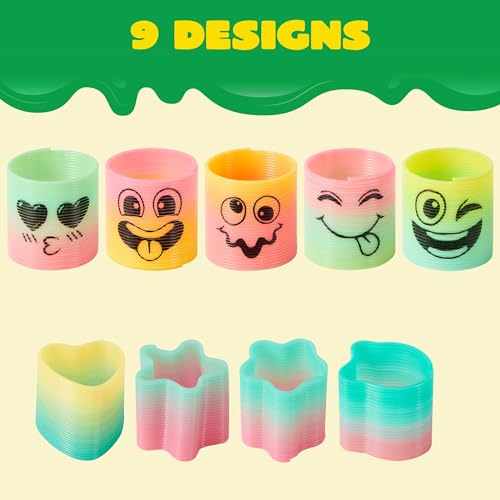 Image of JOYIN 30 Pcs Spring Rainbow Party Favor, Mini Plastic Coil Spring Toy, Fidget Stress Coil Mini Springs Bulk Toys for Carnival Prize Birthday, Classroom Goodie Bag Stuffers
