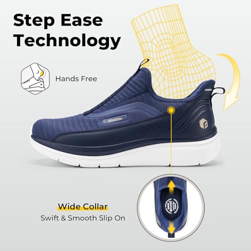 Image of FitVille Men's Extra Wide Slip on Walking Shoes with Arch Support Men Slip on Sneakers for Foot Pain Relief-Stepease V2