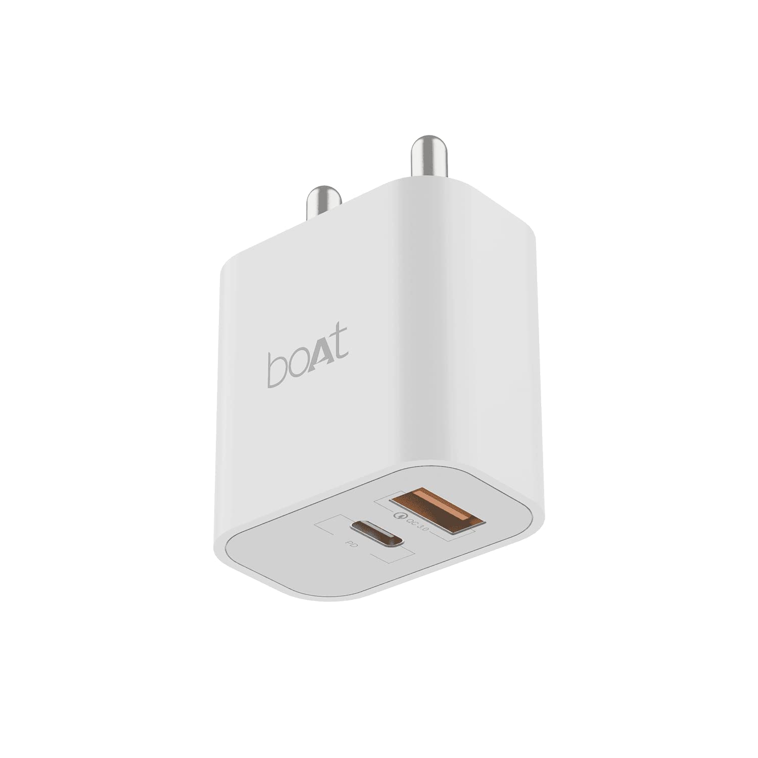 boAt WCD 22.5W Dual Port Wall Charger with 18W Quick Charge 3.0 & 22.5W Power Delivery Support, Smart IC Protection, Auto Detection, Corrosion Resistant Pins & Free Type C Cable(White)