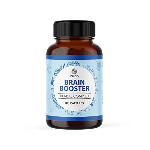 Chico Brain Booster Herbal Complex - Natural Dietary Supplement - Ginkgo Biloba, Bacopa, Panax Ginseng, Sage, St. John s Wort - May Help Support Brain, Heart, & Immune System Function - 100 Capsules