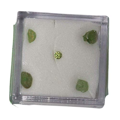 Demantoid garnet rough, faceted demantoid