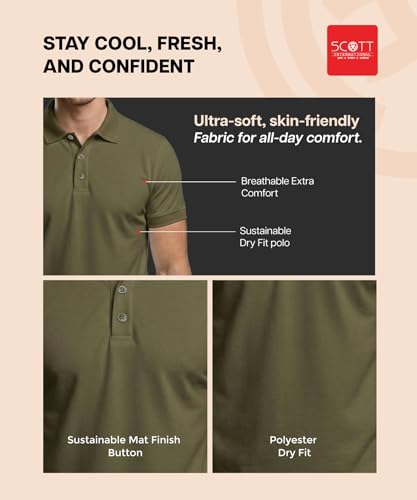 Image of Scott International T Shirt for Men | Polo T-Shirt for Man | Plain Casual Stylish | Half Sleeve | Mens Polyester Dry Fit Collar Polo Tshirts for Men, Quick Drying & Breathable Fabric, Gym Wear Tees