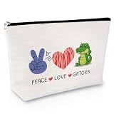Gators Lover Gift Gator Makeup Bag for Women Animal Lovers Gift for Gators Lover Cosmetic Bag Crocodile Lover Gift Alligator Gift for Women Friends Mom Gator Themed Birthday Graduation Gift Travel Bag