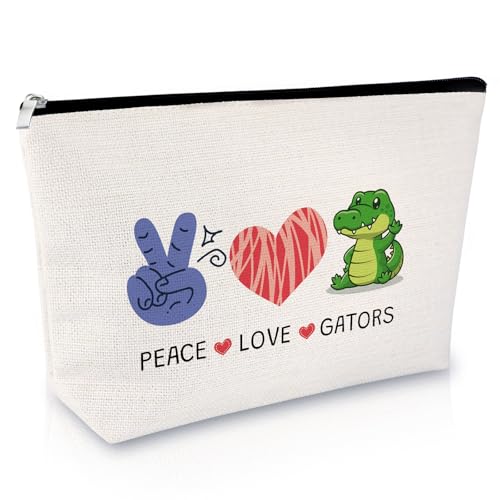 Gators Lover Gift Gator Makeup Bag for Women Animal Lovers Gift for Gators Lover Cosmetic Bag Crocodile Lover Gift Alligator Gift for Women Friends Mom Gator Themed Birthday Graduation Gift Travel Bag