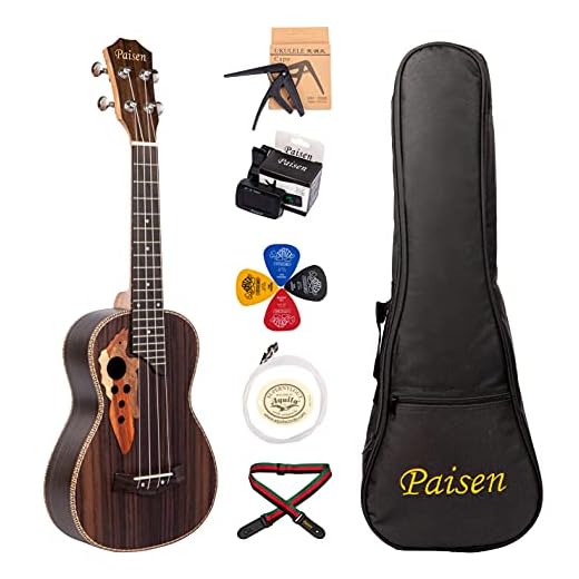 Paisen 23 pulgadas Ukelele Hawaiano de madera palosanto profesional con afinador cejilla Correa ukeleles Funda de transporte Aquila cuerda de ukeleles púa enviar un conjunto completo de accesorios