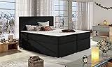 A-dekor home Boxspringbett Paris Hotelbett, kontinentales Bett,140/160/180x200cm,Grau/Schwarz/Weiß/Braun, Bettkasten, Bonell Matratze, Topper (Schwarz Sawana 14, 140 x 200 cm)