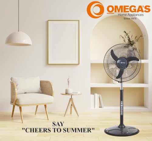 Image of Omega's Bullet fan 16 inch | Hi Speed | Aerodynamic Blades | Heavy Duty Motor | Sturdy Grip | 2400 RPM | Sweep:400 mm (Mettalic Grey)