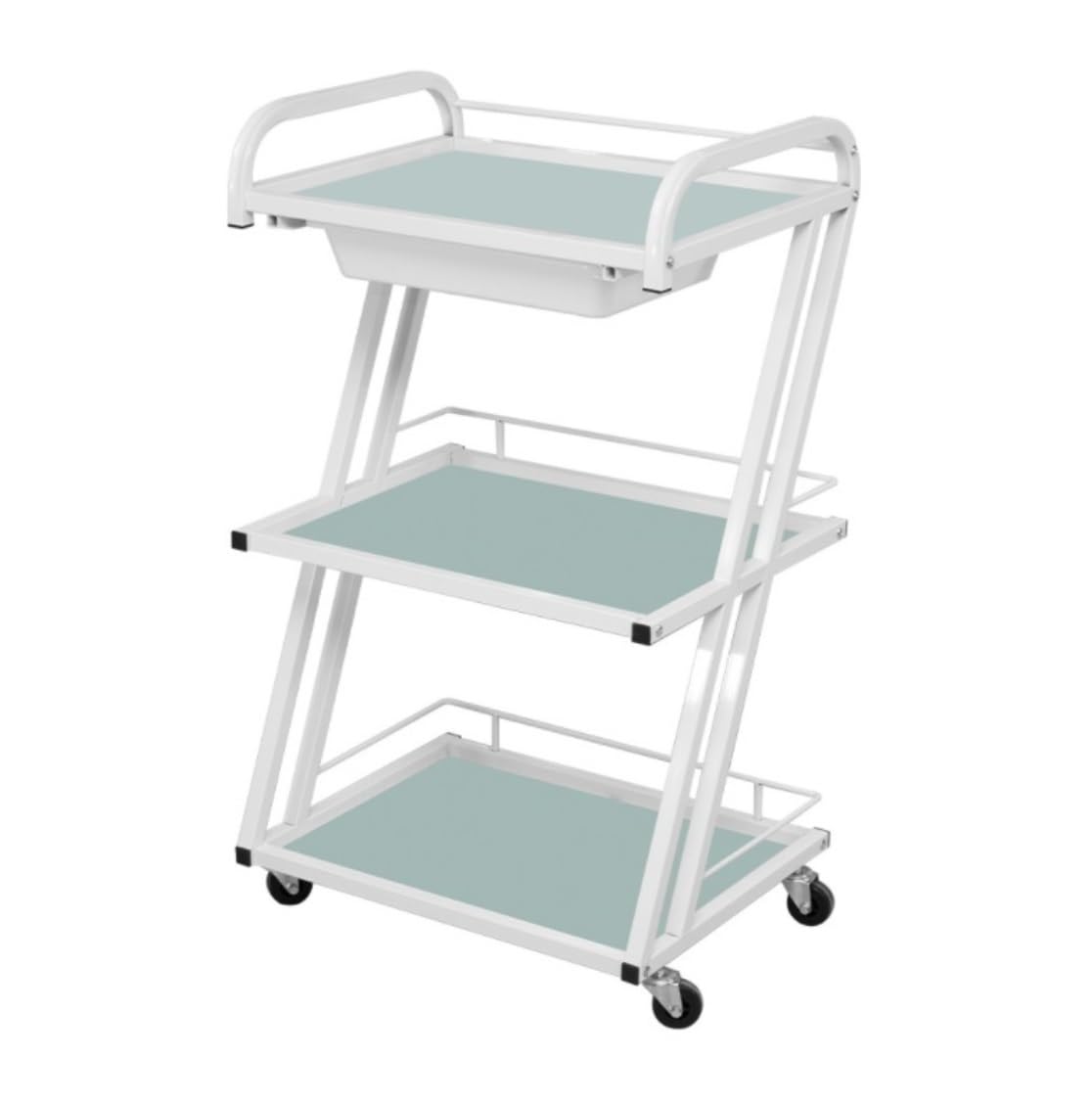 Beauty 3 Tier Beauty Trolley Metal And Glass Salon Movable Trolleys Rolling Cart With Wheel Trolley(A)