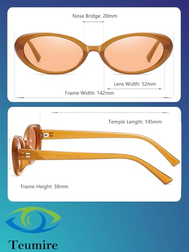 Image of Retro Oval Sunglasses for Women Men 90s Style Vintage Small Sun Glasses UV400 Protection Shades