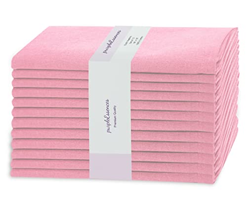 Purpleessences Cloth Dinner Napkins 100% Cotton 18 X 18 Solid Easter And Spring Collection - Set Of 12 - Soft Durable Washable - Everyday Use Farmhouse Party Wedding Holiday Table - Blush Pink #TOP23