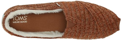 Image of TOMS Women's Alpargata CloudBound Espadrille Loafer Flat, Burnt Orange Rib Knit and Faux Fur, 5.5