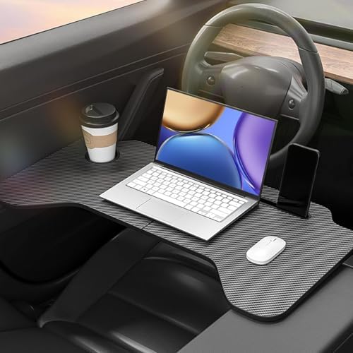 YONZEE Car Laptop Desk For Tesla Model Y Model 3: Carbon Fiber Texture