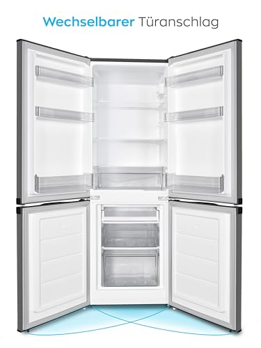Heinrich´s Kühlgefrierkombination 173L Gesamtvolumen, 121L Kühlvolumen, 52L Gefriervolumen, LED Beleuchtung,Türanschlag wechselbar, leise 40dB, große Tiefkühlboxen, 7Temperaturstufen,inox