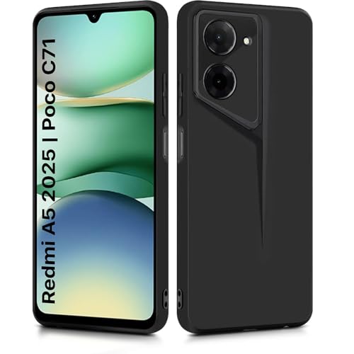 Image of WOW IMAGINE Slim Back Cover for Redmi A5 | Poco C71 | Blade Series Ultra Thin Case with Lightweight Design | Camera Protection | Soft Matte Silicone Flexible Mobile Case - Black