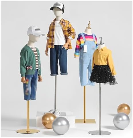 Adjustable Kids Mannequin Dress Form Torso with Metal Base - Removable Body for Sewing, Crafting, Retail Display - Perfect for 4-Year-Olds (Gold-A)