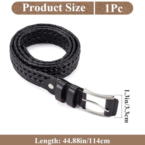 GORGECRAFT Cinto masculino de couro trançado, cinto de couro trançado casual, 111 cm, couro sintétic