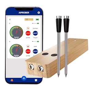 Wireless Smart Meat Thermometer – 2 Probes, 800FT Long Range, Food Thermometer for BBQ, Oven, Grill, Kitchen, Smoker, Rotisserie