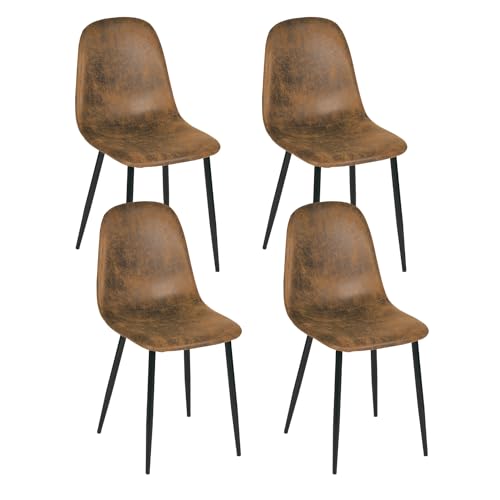 FurnitureR Lot de 4 chaises rembourrées en métal et Daim synthétique, Style scandinave, apporte Une Touche Nordique à Votre Cuisine, Salle à Manger ou...