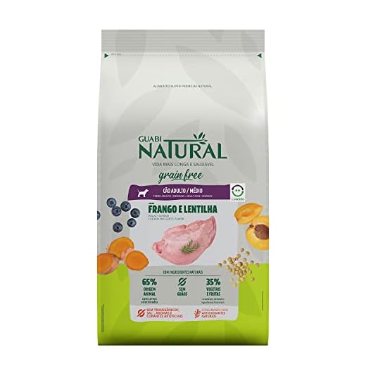 Ração Guabi Natural Grain Free Cães Adultos Raças Médias Frango e Lentilha 2,5kg