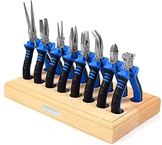 8 Piece Mini Pliers Set Professional with Wood Rack, Includes Wire Cutters, Diagonal