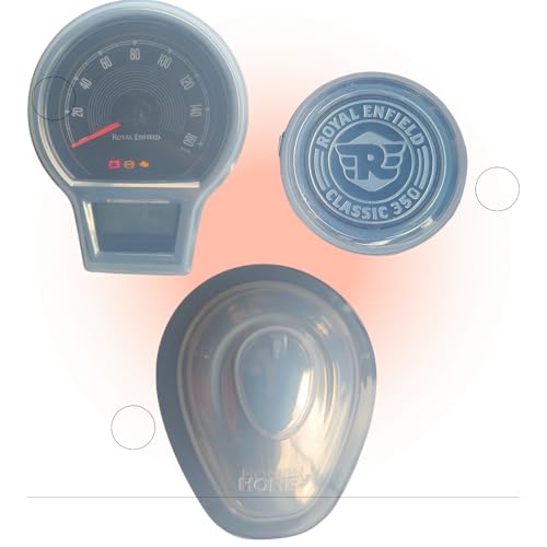 Image of EVERNOW Tank cover,Meter Cover and Ampire Meter Cover PVC for RE Reborn C350:Waterproof,Scratch-Resistant Monsoon Protective KIT Screen Protector Cap to Enhance Motorcycle's Durability(PACK OF 3)