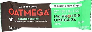 Oatmega Protein Bars, Chocolate Mint, Healthy Snacks Made with Omega-3 and Grass-Fed Whey