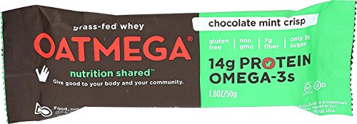 Oatmega Protein Bars, Chocolate Mint, Healthy Snacks Made with Omega-3 and Grass-Fed Whey