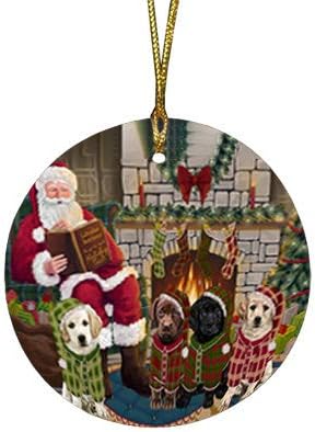 Summertime Tropical Island Beach Labrador Dog Round Flat Ornament - Pet Decorative Hanging Ornaments for Christmas X-mas Tree Decorations - 2.75" Round Flat Ceramic Christmas Ornament POR1695