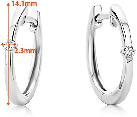 Orovi Woman Hoops Earrings 9 ct / 375 White Gold With Diamonds Brilliant Cut 0.04 ct
