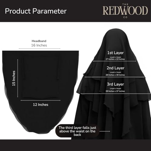 3-Layer Niqab | Breathable Lightweight Fabric | Full Coverage | Adjustable Fit | Elegant Modest Design | Perfect for Women’s Daily Wear, Prayer, Travel, Special Occasions, All-Season Use