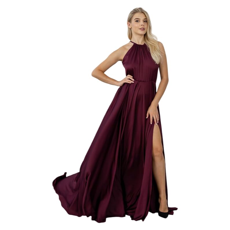 Robe dos nu en satin fluide pour tenue de gala