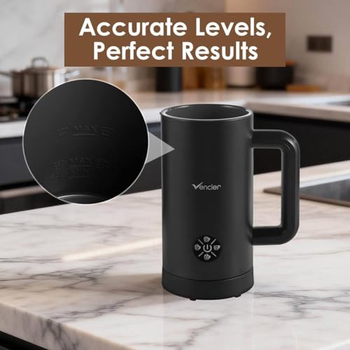 Vencier Electric Milk Frother And Warmer, Automatic Foam Maker For Lattes, Cappuccinos And Hot Chocolate, Hot And Cold Froth Plus Heat Only, One-Touch Control, Quiet Operation, Non-Stick Coated Jug, A - 9