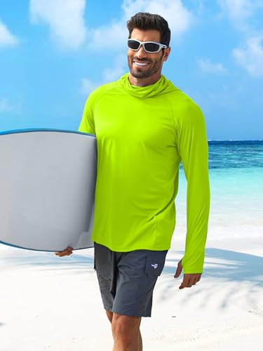 Image of PINSPARK Men's Sun Protection Hoodie with Mask UPF 50+ UV Long Sleeve Shirt Men Rash Guard Performance Fishing Hiking Shirt