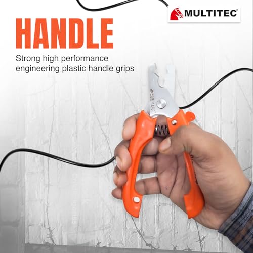 Image of MULTITEC 160-B Wire Cutter & Stripper | 2-in-1 Stainless Steel Electrical Hand Tool for Home & Industrial Use | Manual Wire Stripping & Cutting Tool with Safety Lock and Comfortable Grip