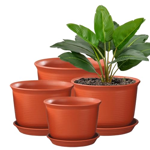 Ysditrk 4 Packs Plant Pots 8/9/10/12 Inch for Plants with