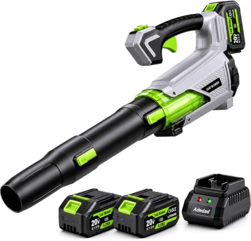 Akku Laubbläser 21V mit 2x4,0AH Akkus, 850m³/h Stufenlose Drehzahlregelung | Laubbläser Benzin Leistungsstarker Luftstrom von 220km/h für schnelles Entfernen von Laub, Staub und Gr