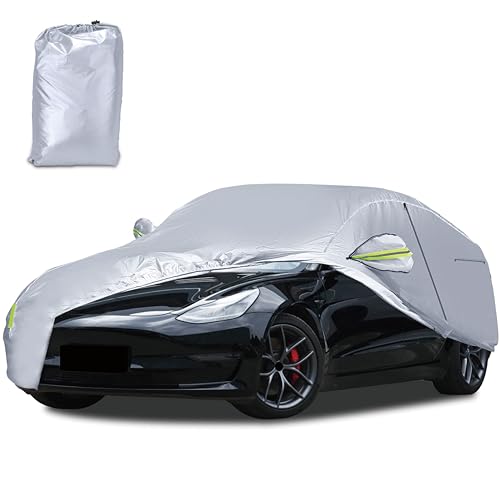 FUYGA Car Cover for Tesla Model Y 2017-2023, Outdoor Waterproof All-Weather Protection Full Car Cover with Ventilated Mesh Charging Port Storage Bag