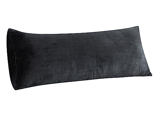 Whatsbedding Body Pillows For Adults, Ultra Soft Faux Fur Body Pillow Cover With Hidden Zipper Closure, Fuzzy 21 X 54 Body Pillow Case, Fluffy Long Body Pillow Sham, 21"X54",Dark Gray #TOP12