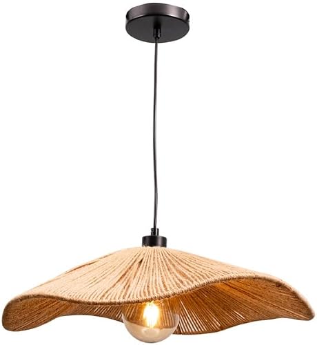 Wave LED Pendant Light, Jute Rope Shade, Bohemian Style, Modern Ceiling Hanging Lamp, 5W