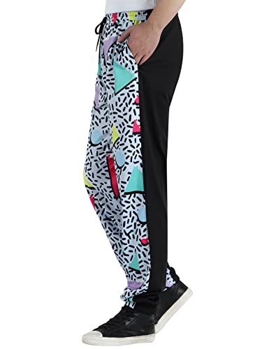 Gihuo Men's 80S 90S Retro Vintage Sweatpants Vintage Workout Athletic Track Pants Jogger(Black-S) #TOP3