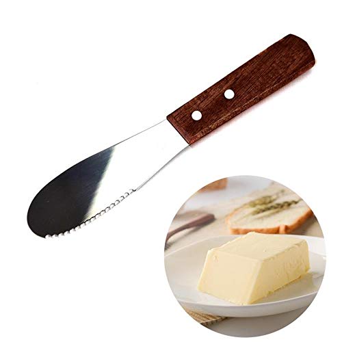 MOTZU 5 Pieces Wide Sandwich Spreader Butter Knife Knives, Cream Cheese Spreader, Stainless Steel Straight Edge Blades, Restaurant Condiment Knives, Kitchen Tools, Wood Handle
