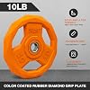 SPART Color Coded Weight Plate 1-Inch Rubber Coated Standard Grip Plate for Barbell,Solid Cast Iron Weight Plates for Strength Training,Weightlifting,Crossfit, Fit All 25/28mm Barbells