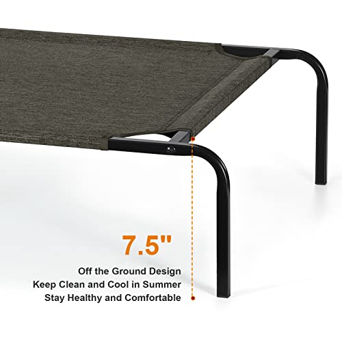 Elevated Dog Bed, Cooling Outdoor Raised Dog Pet Cot for Small Dogs Portable Waterproof Puppy Cots Beds with Washable Mesh for Indoor, Outdoor, 44in, Dark Brown - Thumbnail 3