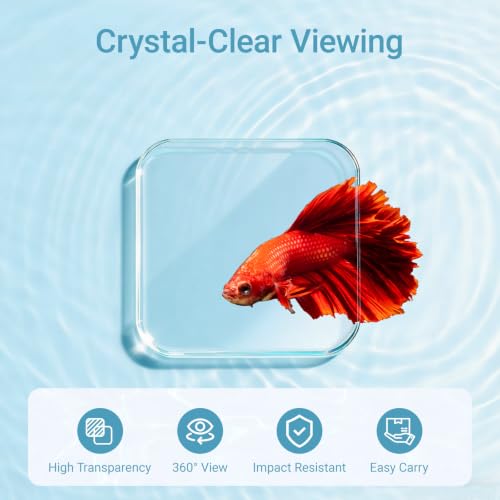 Image of Koller Products 1-Gallon Plastic Round Fish Bowl, Hospital Fish Tank for Betta Guppy Tetra Zebrafish Shrimp, Temporary Tank for Fry, Isolation, Fish Breeding, Classroom Education and Decoration